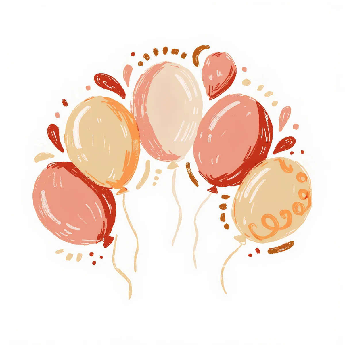 A warm celebratory balloons-and-confetti design generated with AI