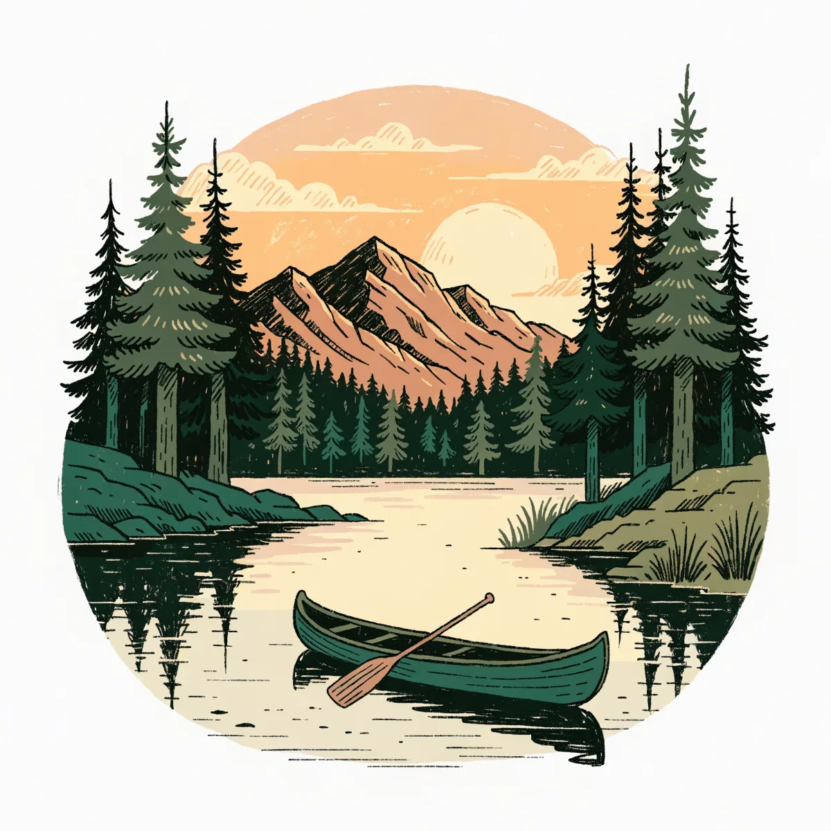 A hand-drawn outdoor adventure emblem design generated with AI