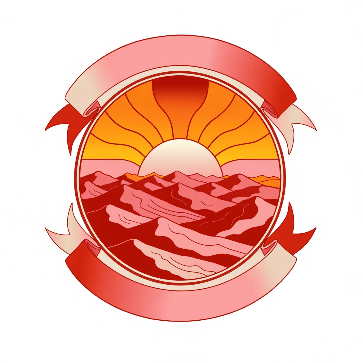 A retro sunset badge design generated with AI