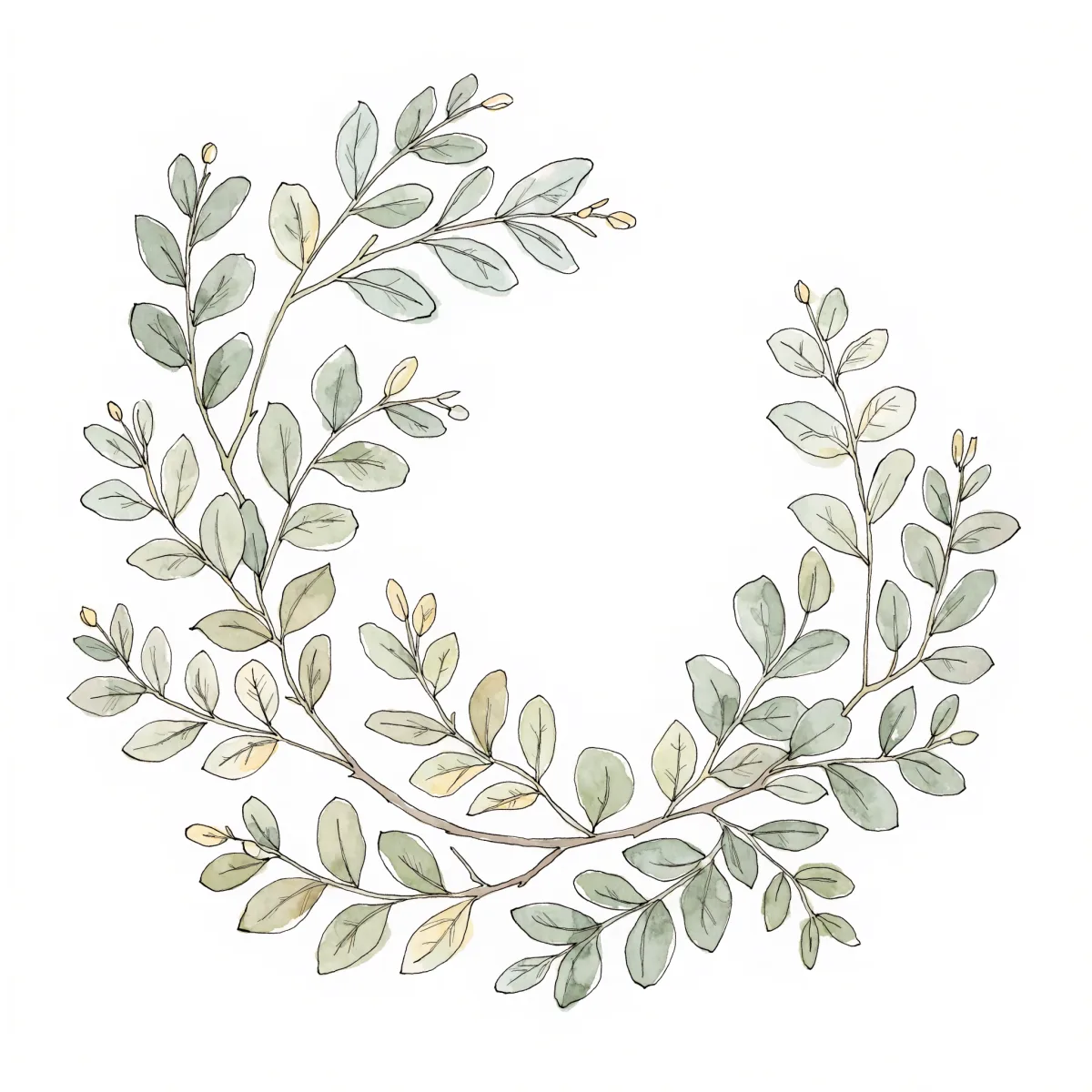 A delicate botanical wreath design generated with AI